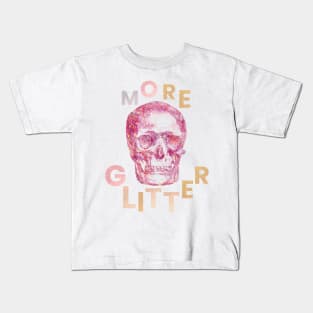 Pink skull more glitter Kids T-Shirt